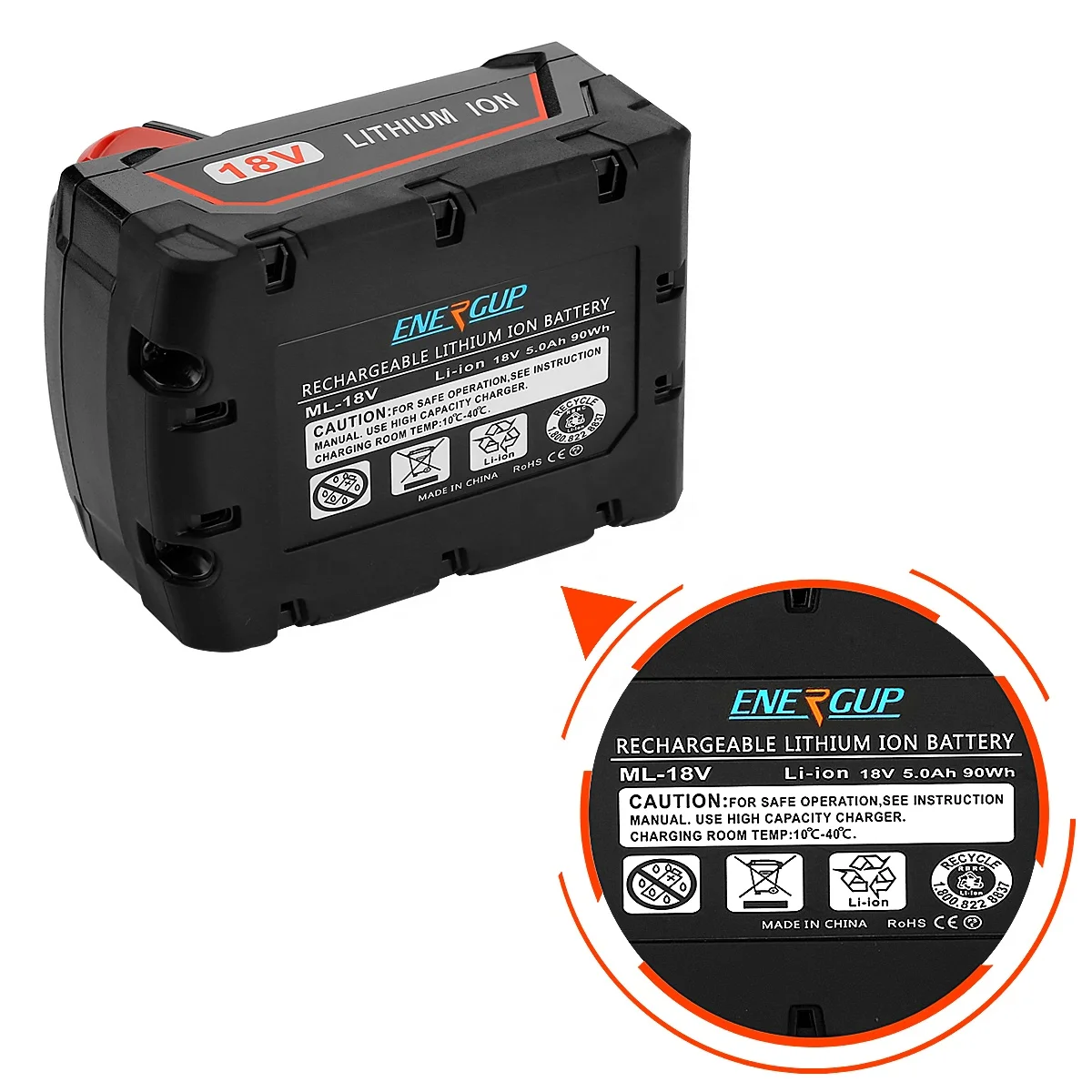 Подходит для литий-ионных аккумуляторов Milwaukee 18V 4.0Ah milwaukee M18 C18B Li18