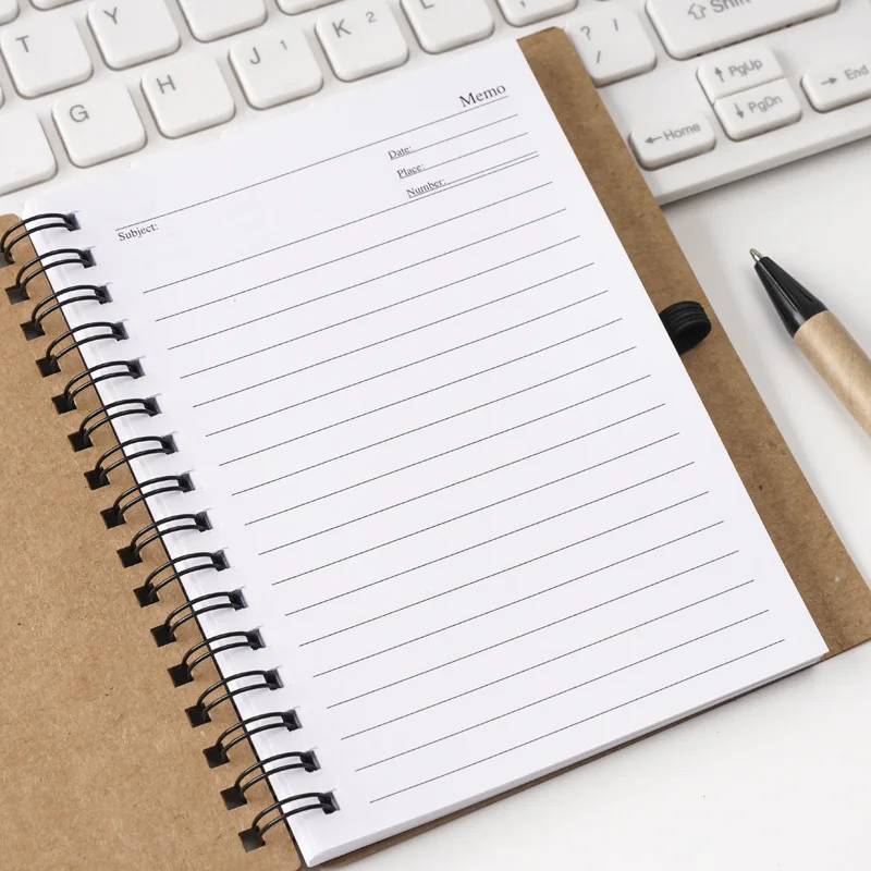 Kraft Small Notebook with Pen Holder and Tabs Lined Spiral Notebook Page Marker Colored Index Tabs Business Pocket Notebook