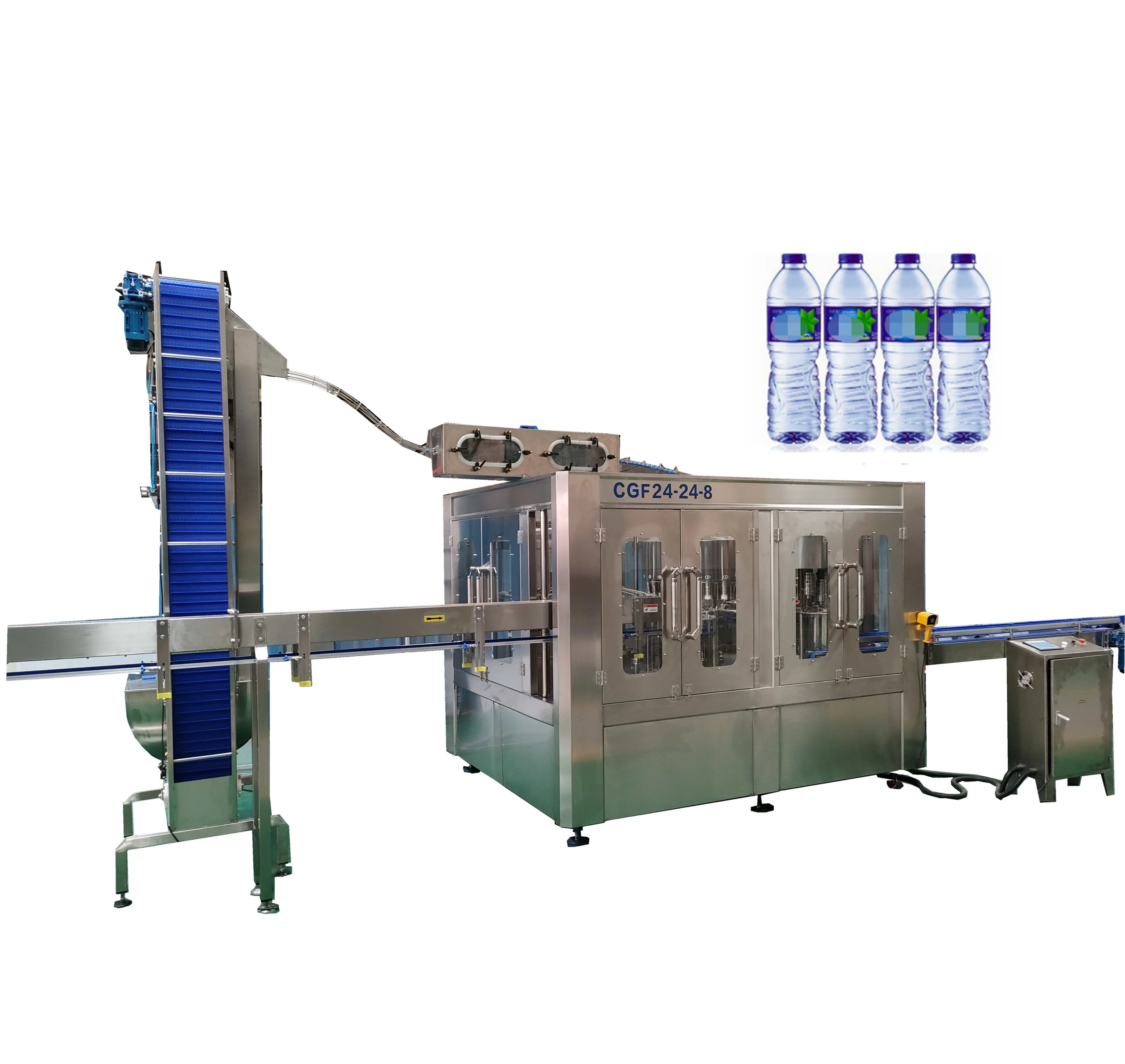 Automatic PET Bottle Pure Mineral Spring Water Rinsing Filling Capping Packaging Machine Small Business Complete Production Line