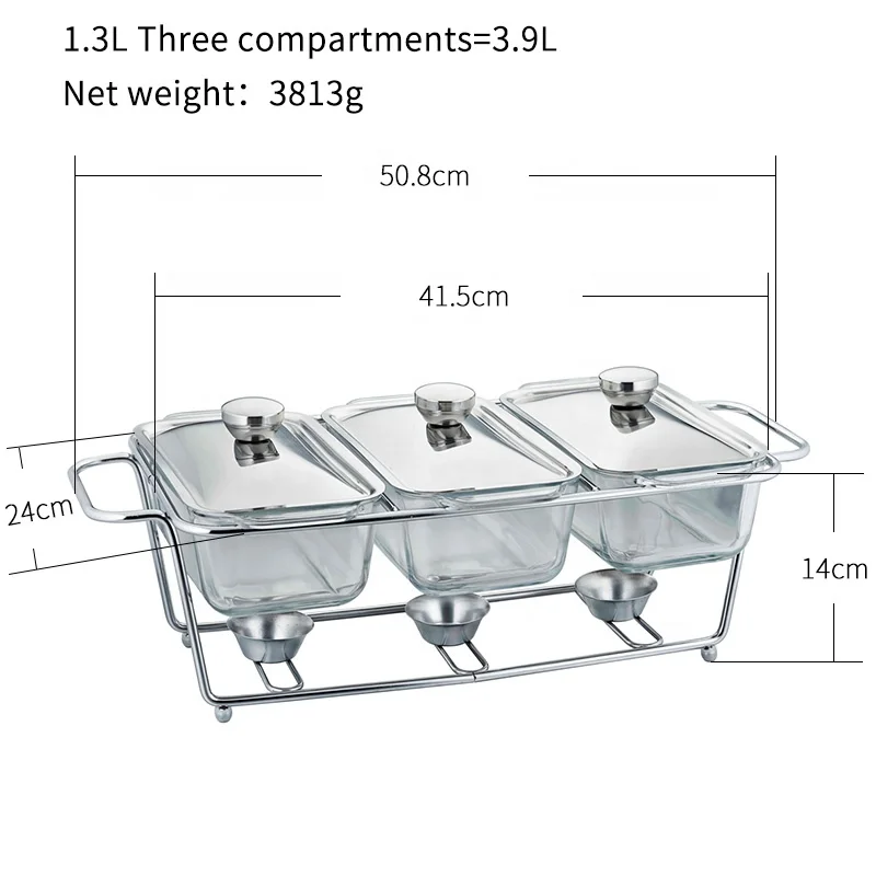 Hotel Wedding Equipment 1.3l Buffet Server Chafing Dish Commercial Food Warmer Set
