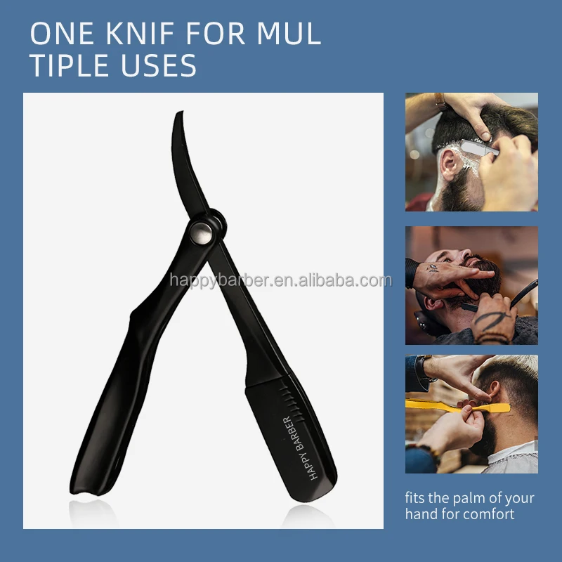 Barber Manufacturer Portable Electroplating Classic Straight Razor Holder Men Shaving Barber Razors For Facial Hair Shaving