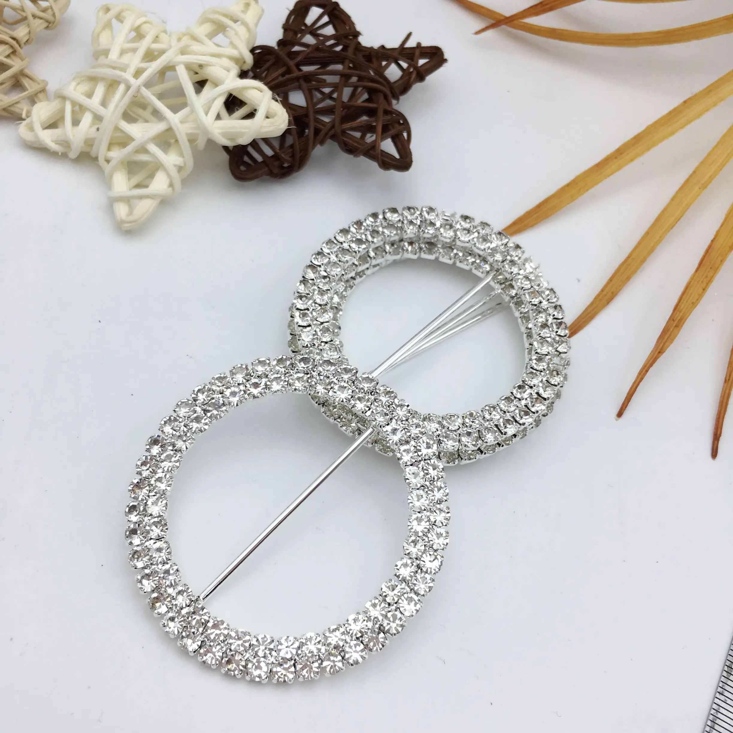 SINRONG Fashion custom crystal buckle wedding invitation ribbon slider clothing scarf accessories shining DIY buckle