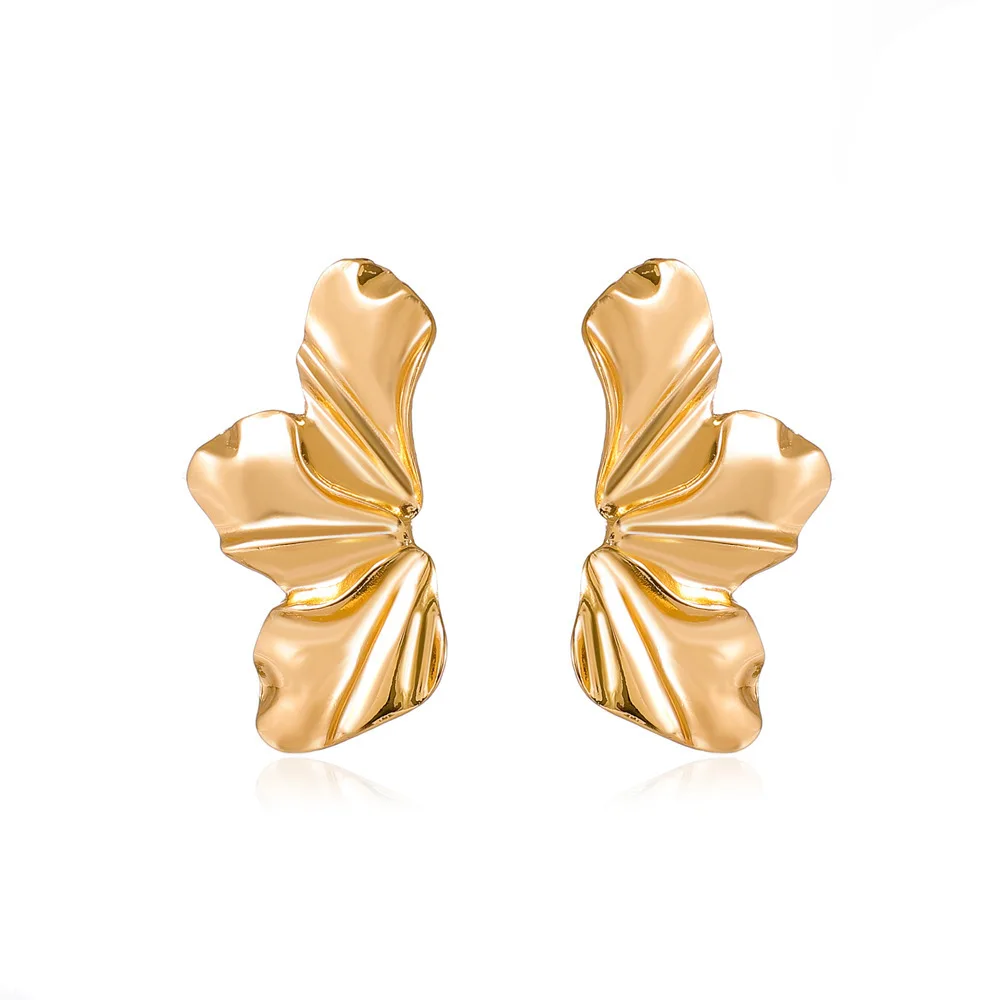 2022 Europe style retro personality liquid fluid metal Irregular gold fashion jewelry earrings