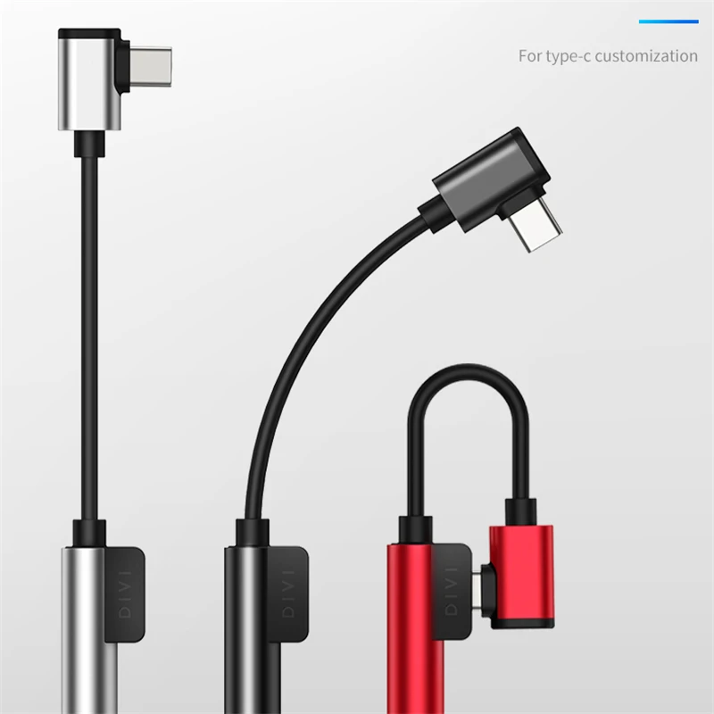  DIVI 2 в 1 многофункциональная зарядка наушников разветвитель Тип C до 3 5 мм Jack с разъемом подачи внешнего сигнала AUX для USB Кабель зарядного