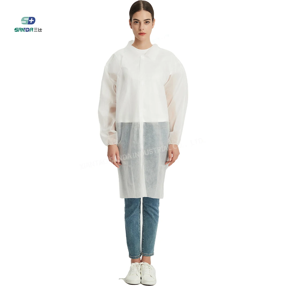 OEM Medical Protective Clothing for Hospital Nurses White Disposable Lab Coat  Doctors Water Resistant with zipper Uniforms