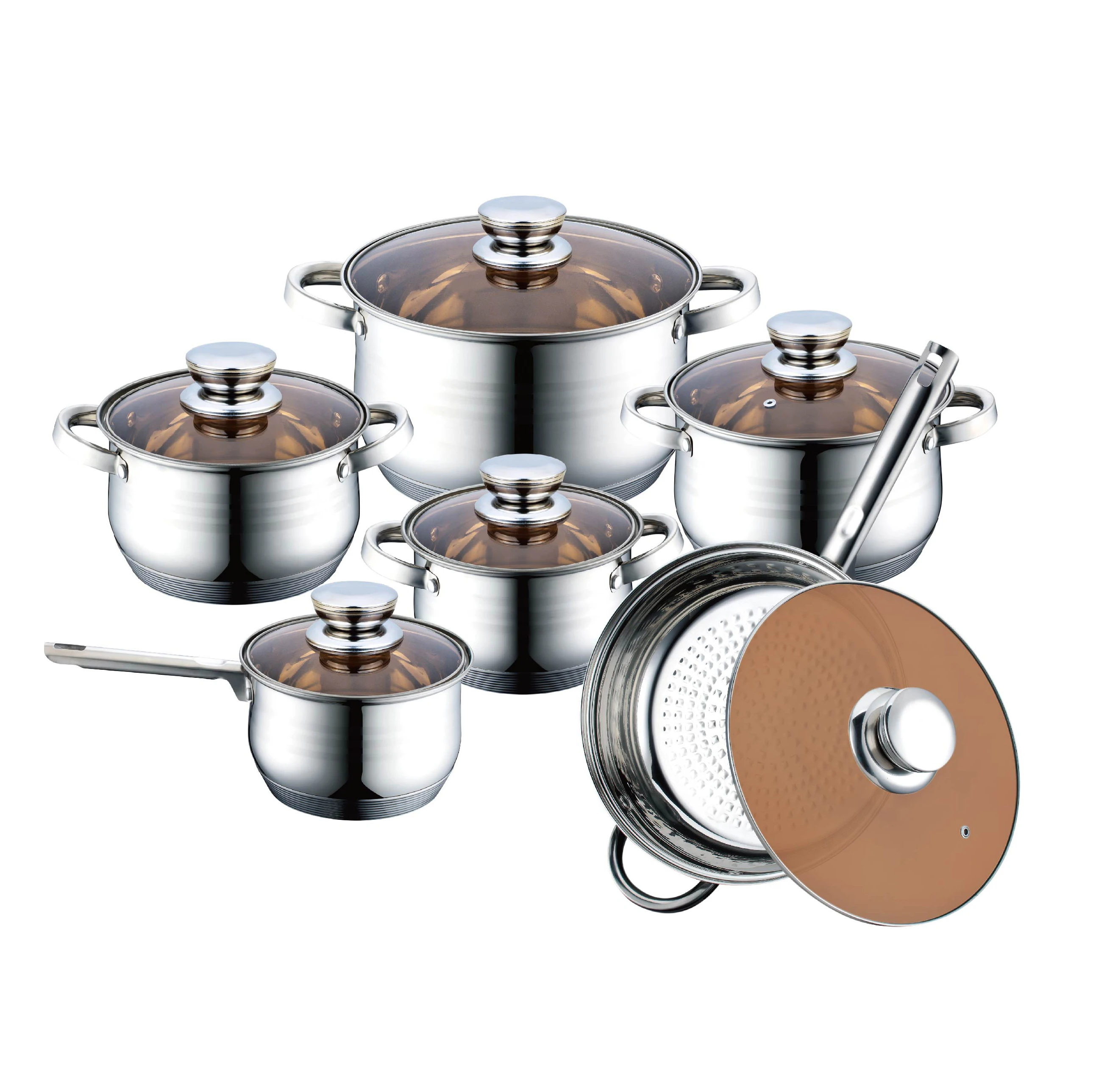 Jumbo 12PCS stainless cookware set casserole induction cooking pot