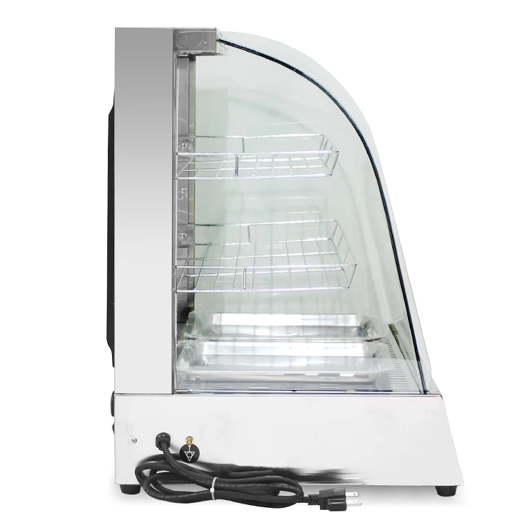 Manufacturers Supply Counter Top Stainless Steel Heat Display Electric Food Warming Showcase With Curved Glass