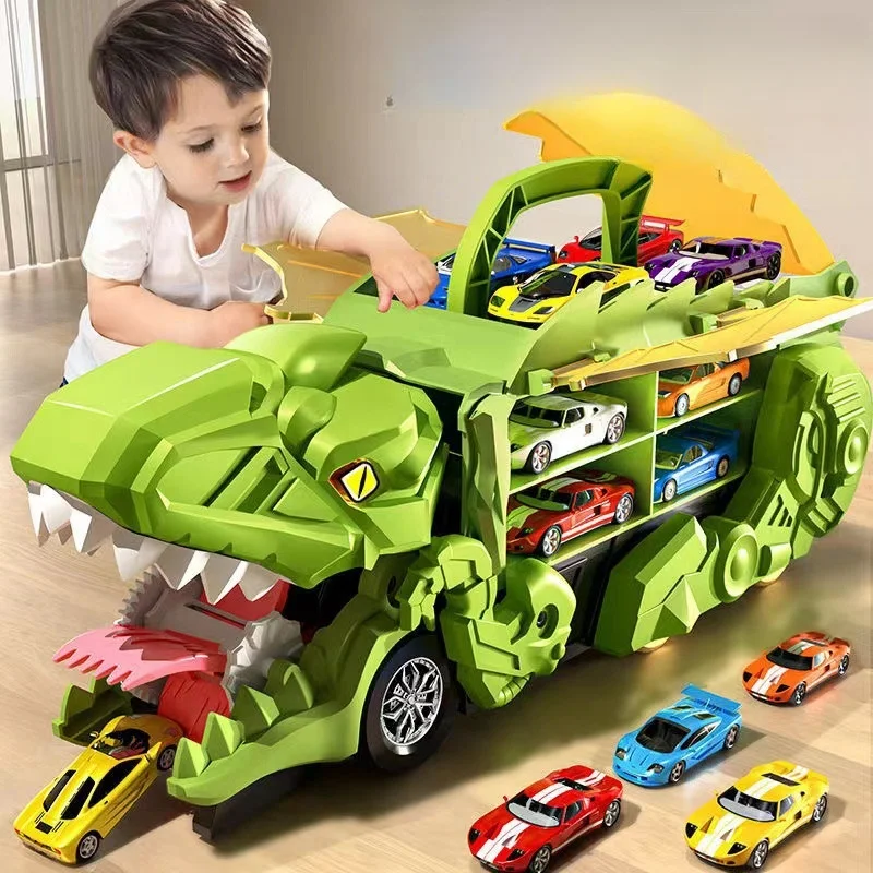 New dinosaur devouring car Tyrannosaurus Rex devouring deformed toys Educational children can receive inertial scooter