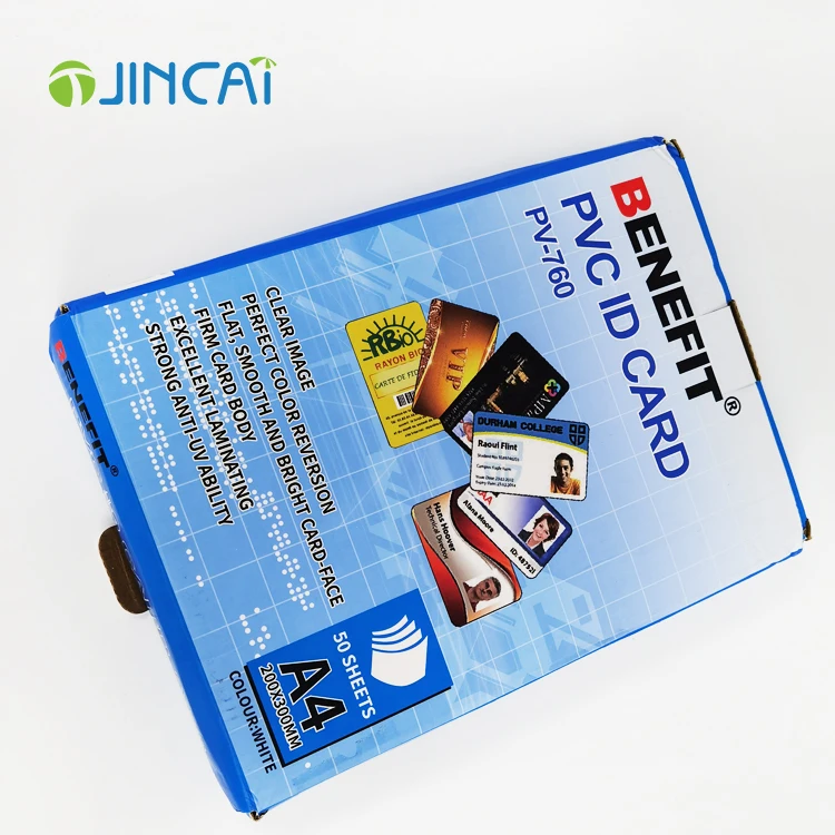 JINCAI белая 200*300*0,76 мм неламинирующая струйная печать размер a4 мягкий высококачественный чистый ПВХ лист для ID IC карты