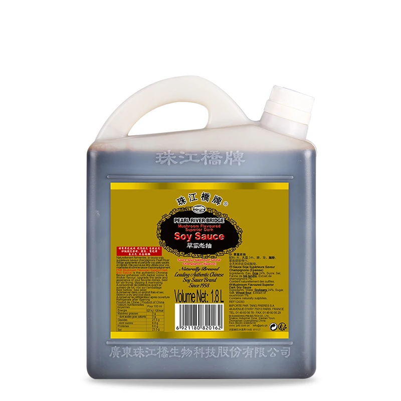 PRB Mushroom Flavoured Superior Dark Soy Sauce 1.8L Naturally Brewed Drum Pearl River Bridge Brand Factory Price High Quality