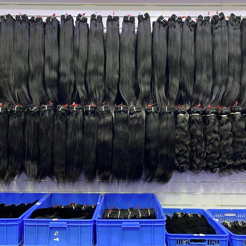 Unprocessed Vietnam Virgin Cuticle Human Hair Bundle Vendors Bulk Double Drawn Weft Raw Indian Temple Human Hair Extensions