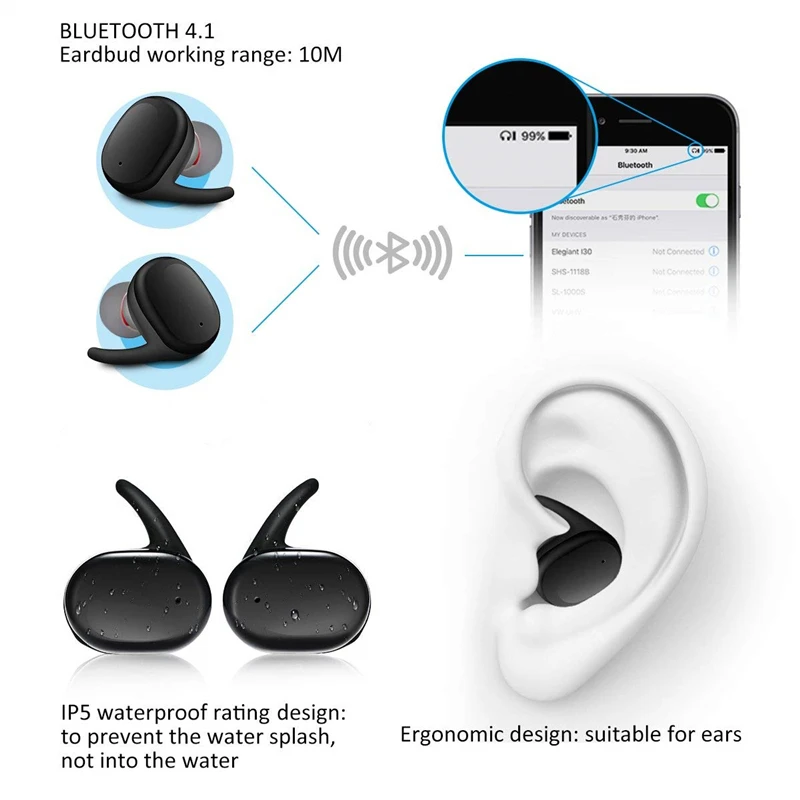 Y30 TWS Wireless headphones 5.0 Earphone Noise Cancelling Headset Stereo Sound Music In-ear Earbuds For Android IOS smart phone