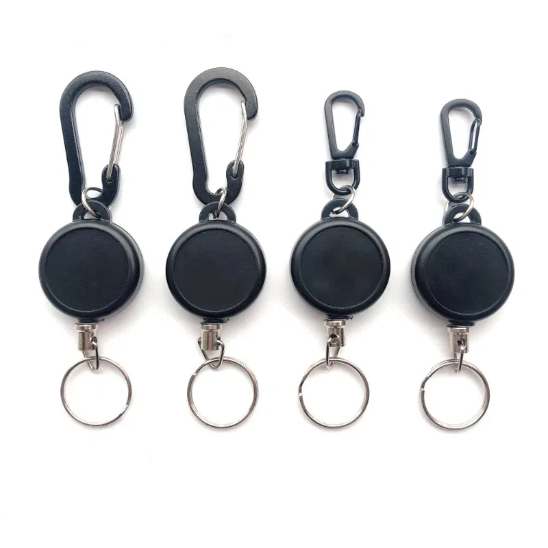 Pullther retractable keychain badge holder scroll clip ID badge holder with steel wire rope ID card holder lanyard