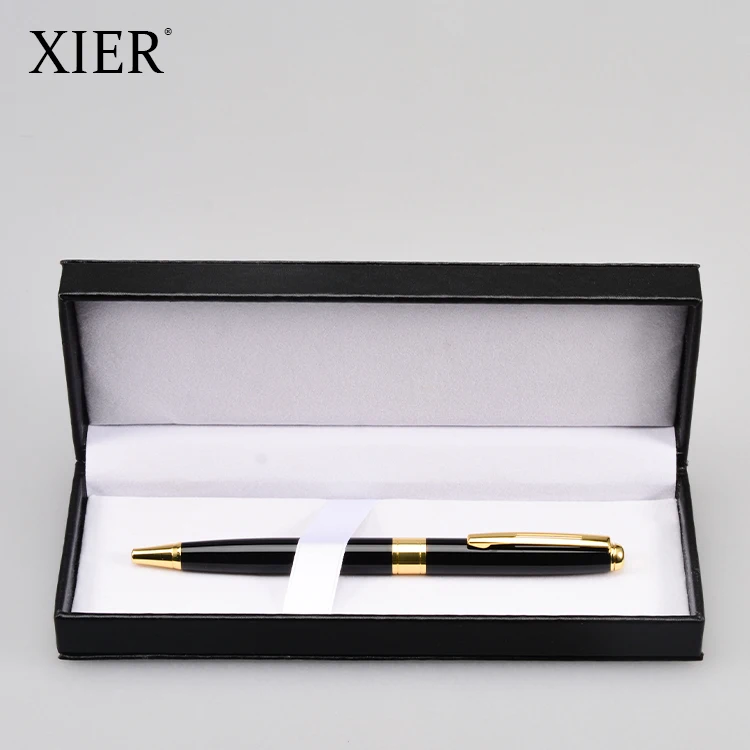 Hot Sale PU Leather Plastic Business Advertising Gift Pen Box + Metal Roller Pen Set Can Be Customized Logo