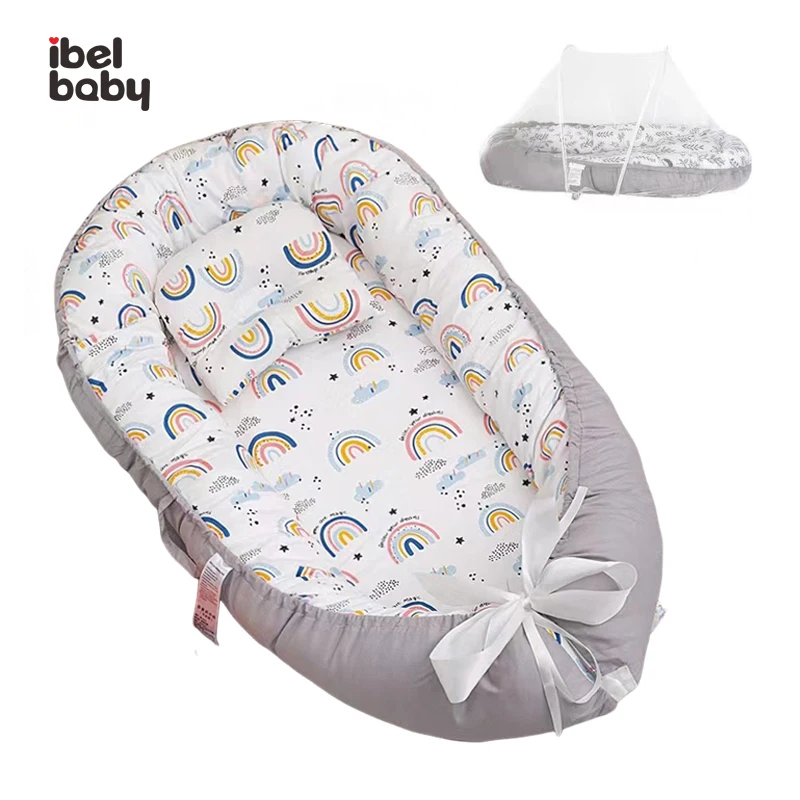 Hot Sale Soft Baby Bedding Set Good Quality New Born Cot Crib Newborn Bed Cover Infant Lounger Cotton Baby Nest Bed With Pillow