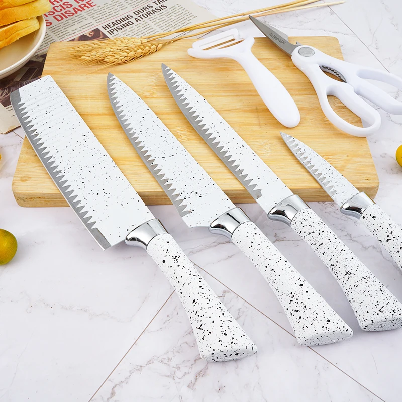 Wholesale Quality New Design Household Kitchen Knife 6 Pieces Of Stainless Steel Plastic Handle Set