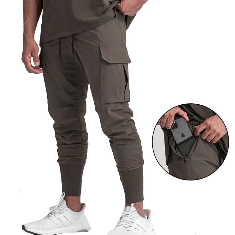 Custom Men Running Training Gym Leggings Sweat Pants Jogger Drawstring Streetwear Skinny Trousers Cargo Pants