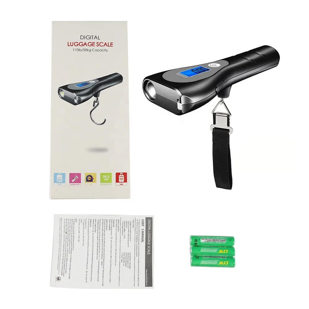 Luggage Digital Scale 50kg Digital Electronic Portable Weighting Scales With Lights and Tape Measure Luggage Scale