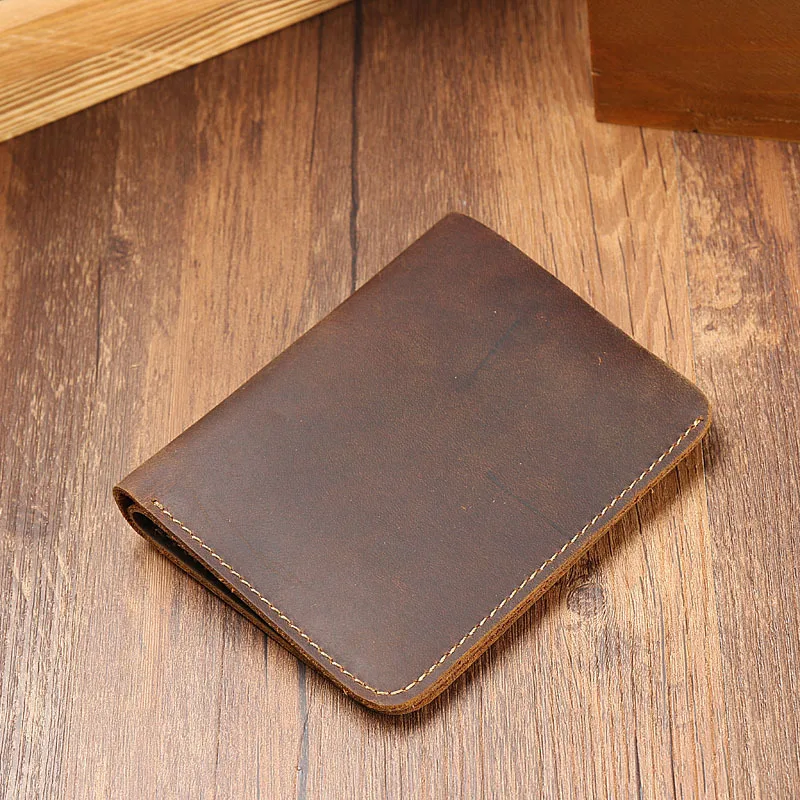 New Style Cowhide Genuine Leather vintage wallet for men Passport Coin Credit Card Holder Purse For Business Men