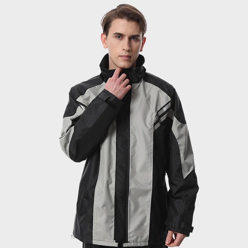 Hot Reflective Oxford Motorcycle Black Raincoats For Men Waterproof Rain Suit