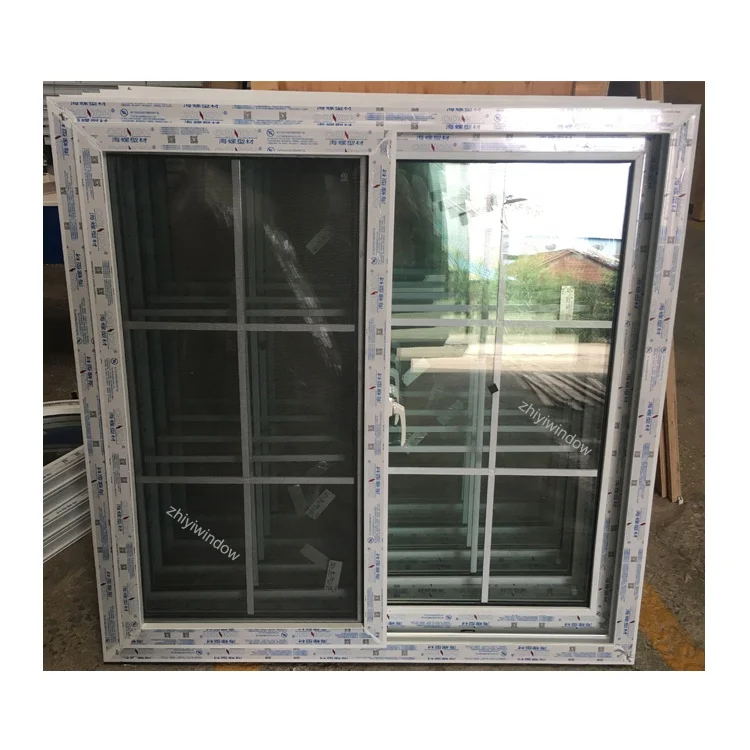 36 x 36 Hot Sale China UPVC Hurricane Sliding Storm Impact Window With Grid