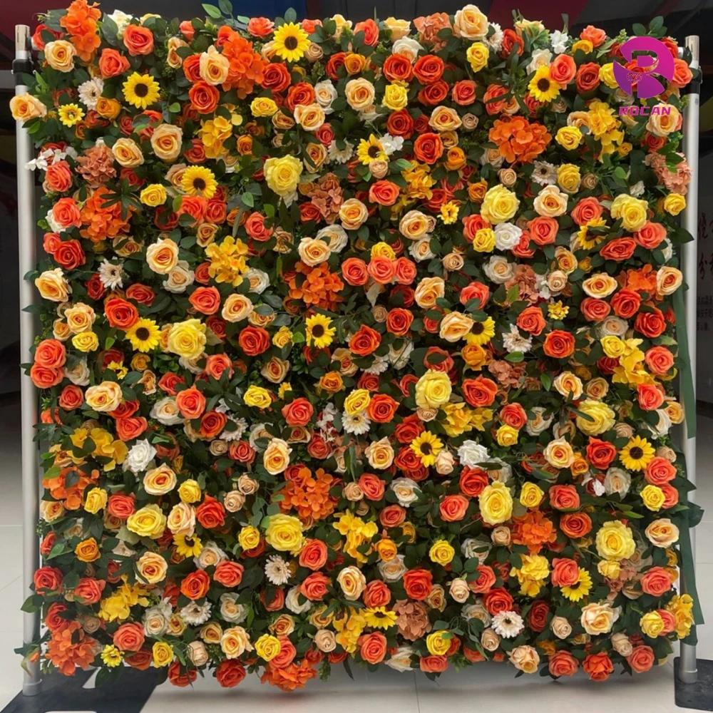 Autumn Flower Wall Colorful Yellow Flower Wall for Fall Decoration Flower Backdrop party decorations