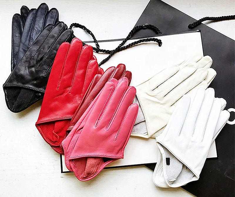 
Wholesale Women New Trendy Style Black 100% SheepLeather Evening party 4 finger Gloves For Size S M L XL 2XL 