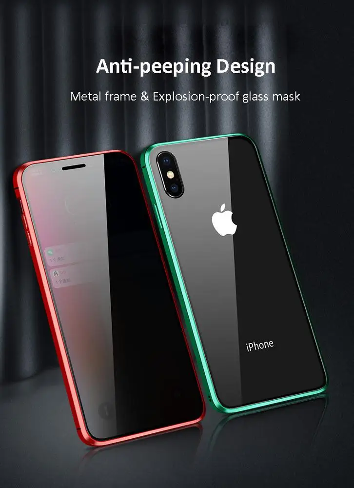 Ultra thin Aluminum tempered glass phone case,magnetic case for iphone 11 plus/7/8/X/XS/6/6S