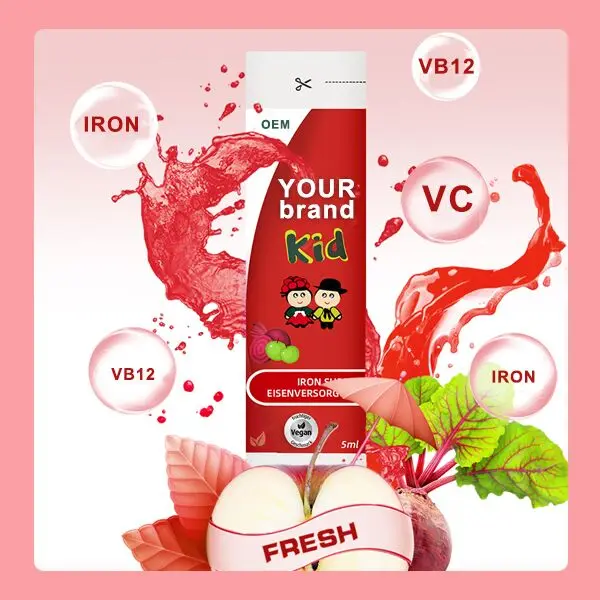 OEM Private Label Dietary Supplement Iron Liquid Drops Vitamin MCT Oil Vitamins Liquid Iron syrup Supplement