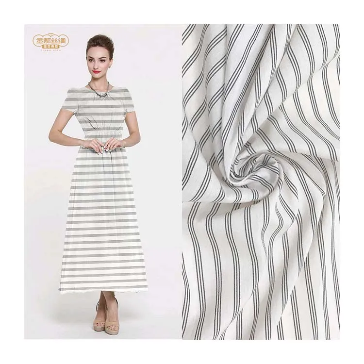 
Fashion apparel fabric silk 20% cotton 80% silk cotton horizontal strip fabric skin-friendly 