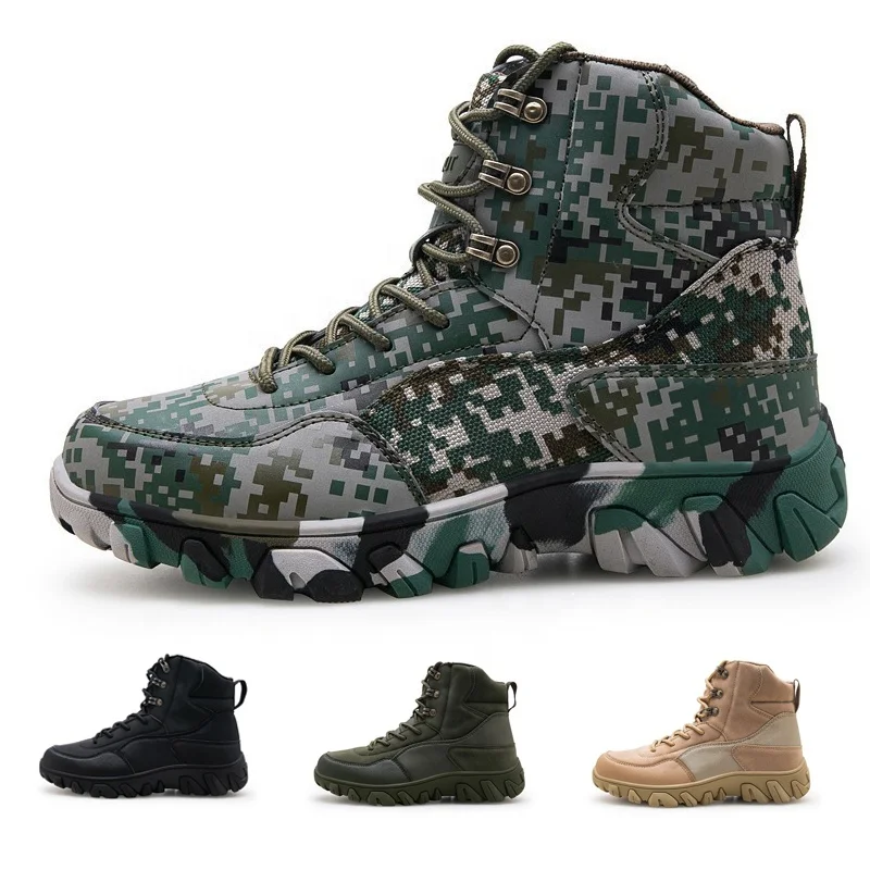 Men Winter Lace-up Hiking Hunting Trekking Shoes Non-slip Cotton Warm Shoes Camouflage Tactical Army Snow Boots Plus Size