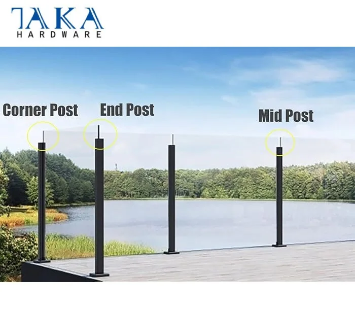 Balcony Railing Glass Fence Side Mounted Slotted Tube Post Outdoor Railing Stainless Steel Glass Railing Handrail Balustrade