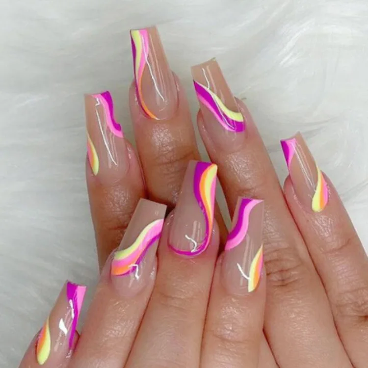 Накладные ногти ручной работы, оптовая продажа, накладные ногти, средний гроб, искусственные ногти, УФ-лак, пресс для ногтей