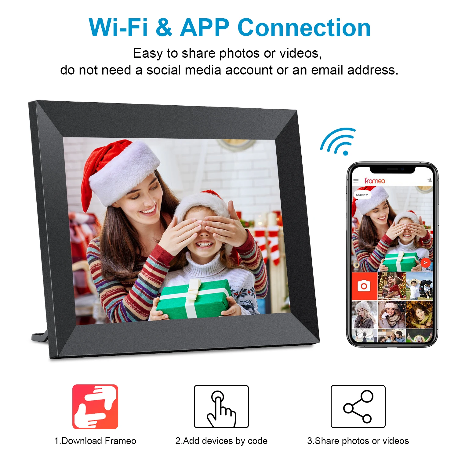 Frameo 10 inch WiFi Digital Photo Frame 1280*800 IPS Touch Screen Digiatl Picture Frame