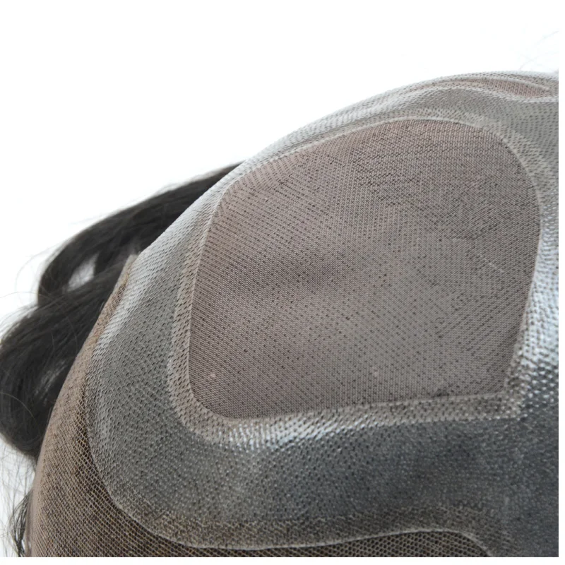 Супер тонкий моно мужской парик с полимерным покрытием вокруг шиньонов, замена волос, системы волос для мужчин, индийские человеческие волосы Remy