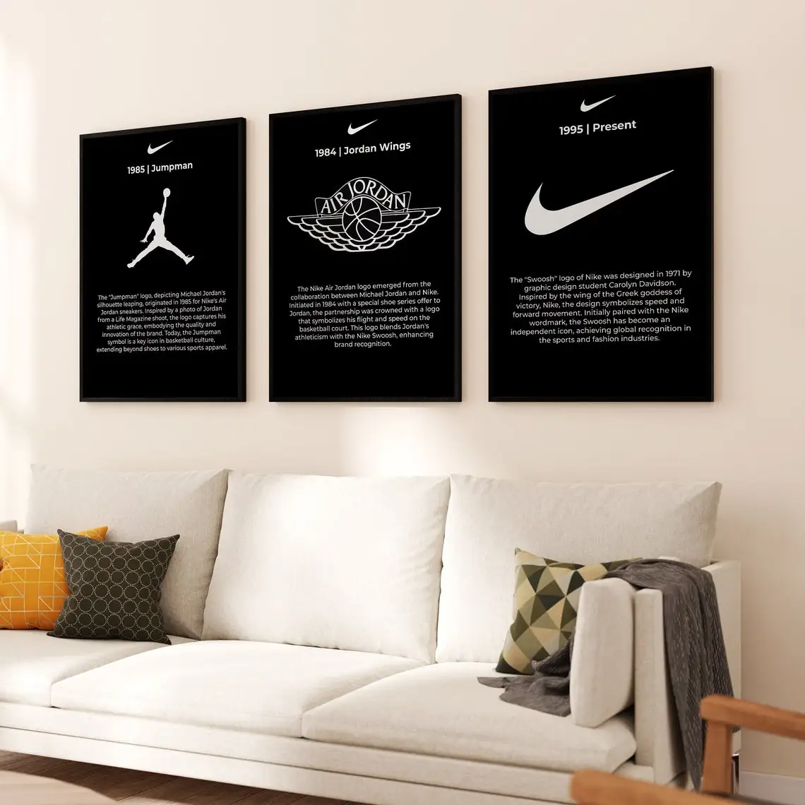 SQ Luxury Poster Logo Quote Black Design Logo History Poster Set of 3 Wall Decoration Print Canvas Motivation Poster