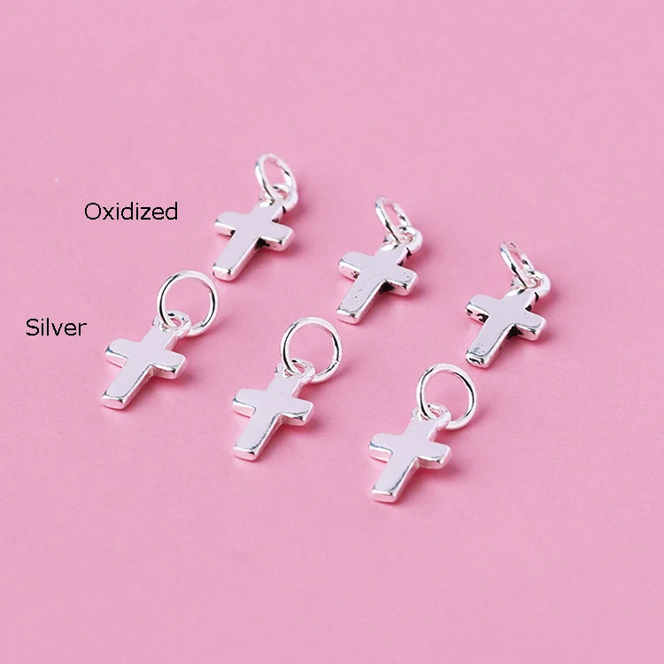 mini small 925 sterling silver cross charm for necklace bracelet permanent jewelry making