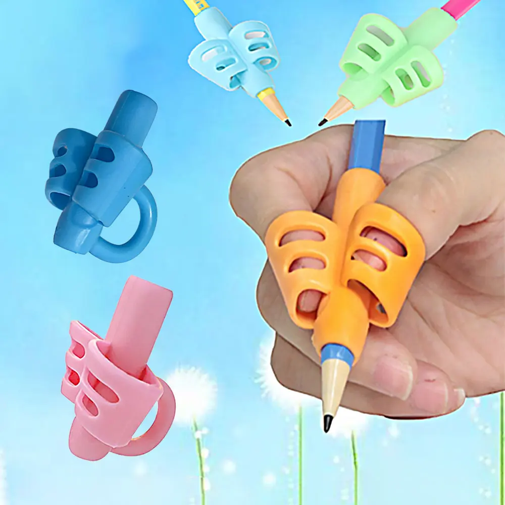 Silicone Three-Finger Children Pencil Holder Writing Aid Grip Kids Learning Pen Pencil Aid Grip Kids Writing Posture Corrector