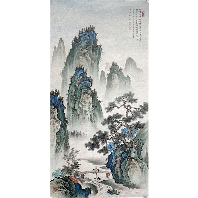 New Chinese style living room background decoration painting study Teahouse Landscape Zen fresco Entryway landscape painting