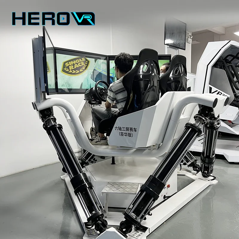 Herovr 3 экран со светодиодной подсветкой 6 Dof 5D тренажер аркады F1 Автомобиль Мотоцикл гоночный симулятор игрового автомата способный преодолевать Броды для взрослых