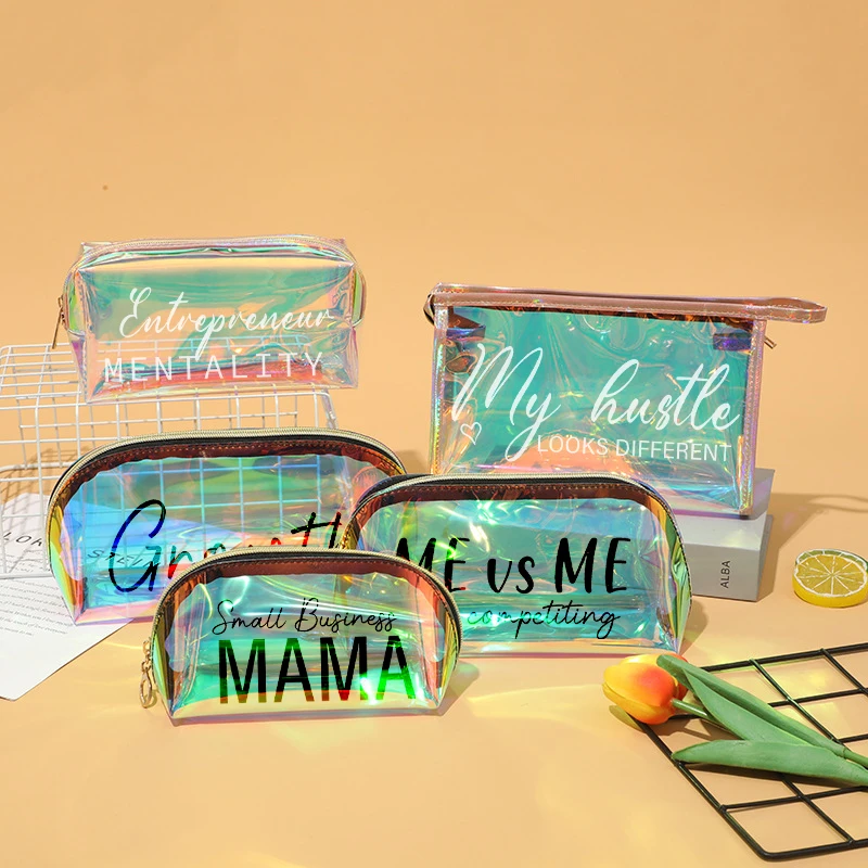 Wingtu Wholesale New Design Pvc Zipper Custom Pattern Cosmetic Bag Brand Clear Travel Makeup Bag With Logo