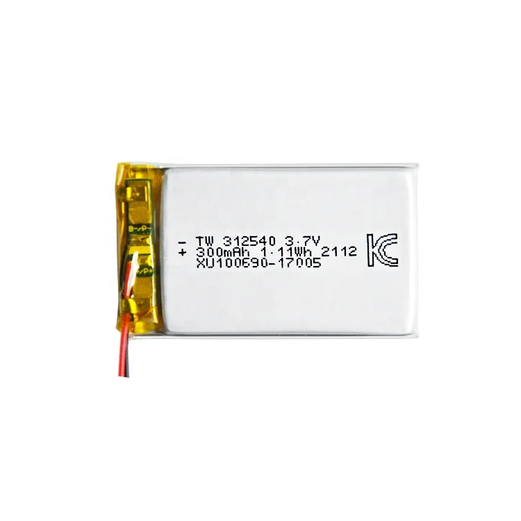 Ultra-thin OEM ODM TW312540 300mAh 3.7v lipo Battery Lithium Polymer Rechargeable factory wholesale 300mAh 312540 battery