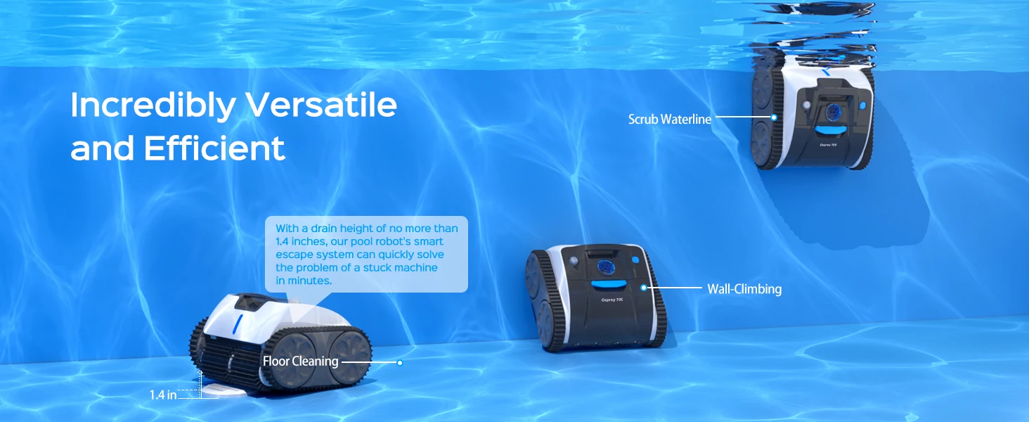 WYBOT Cordless Robotic Pool Cleaner, Ultra Strong Suction, Wall Climb Pool Vacuum with Intelligent Route Planning, Lasts 110Mins