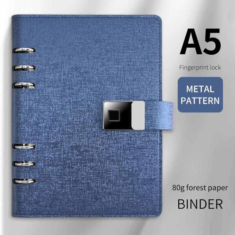 New items novel style writing diary smart finger lock personalized journal planner note book with loose leaf ring binder