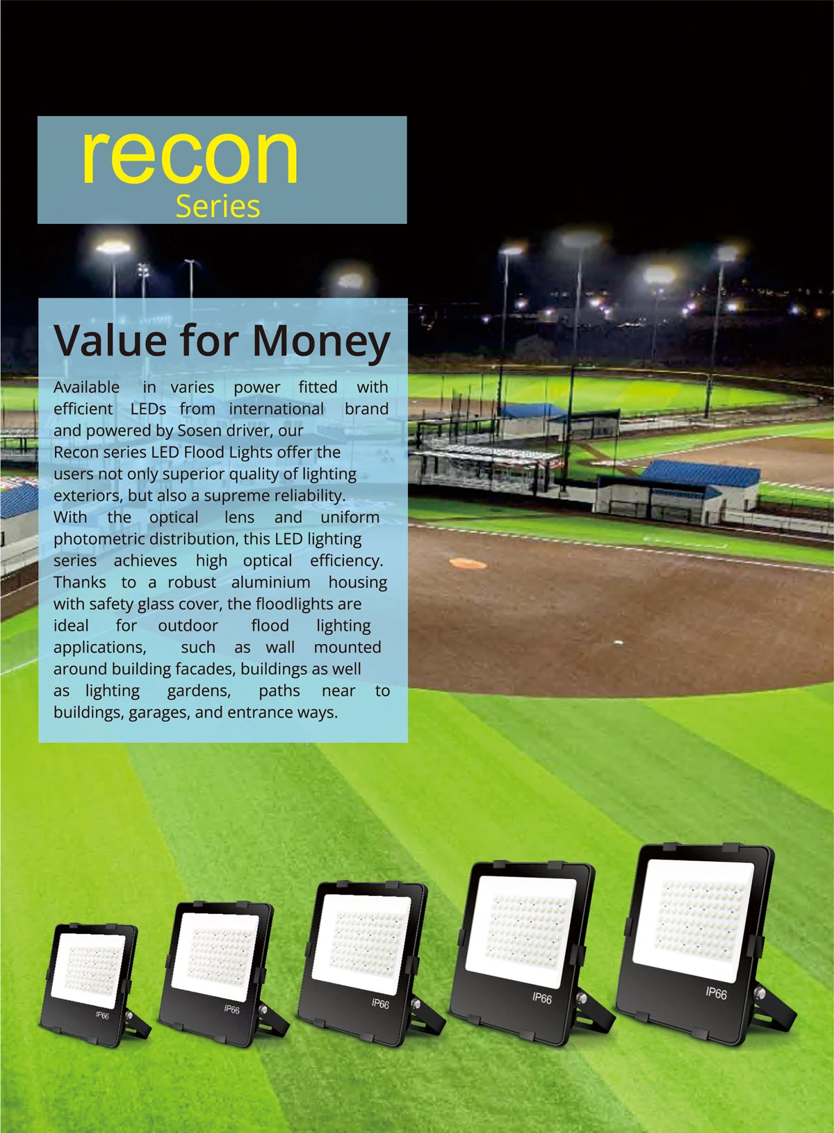 Waterproof Led Flood Light Outdoor Reflector Floodlight 100w 150w 200w for Football Field Sport