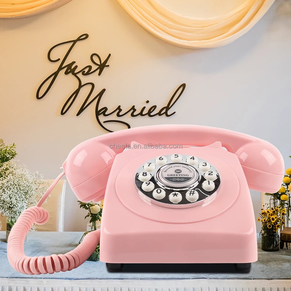 Vintage Telephone Audio Guest Book Phone for Wedding Guestbook Recorder Hotel Antique Telephone with Recording Function
