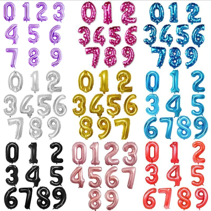 YANGYUE 40Inch Jumbo Digital Number Balloons Huge Giant Balloons Foil Mylar Number Balloons For Birthday Wedding Bridal Shower