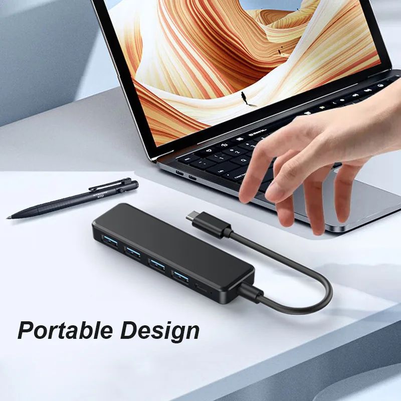 USB C Hub, 4 Ports USB 3.0 with 5Gbps Data Transfer, Supported Splitter for Type C MacBook, Mac Pro