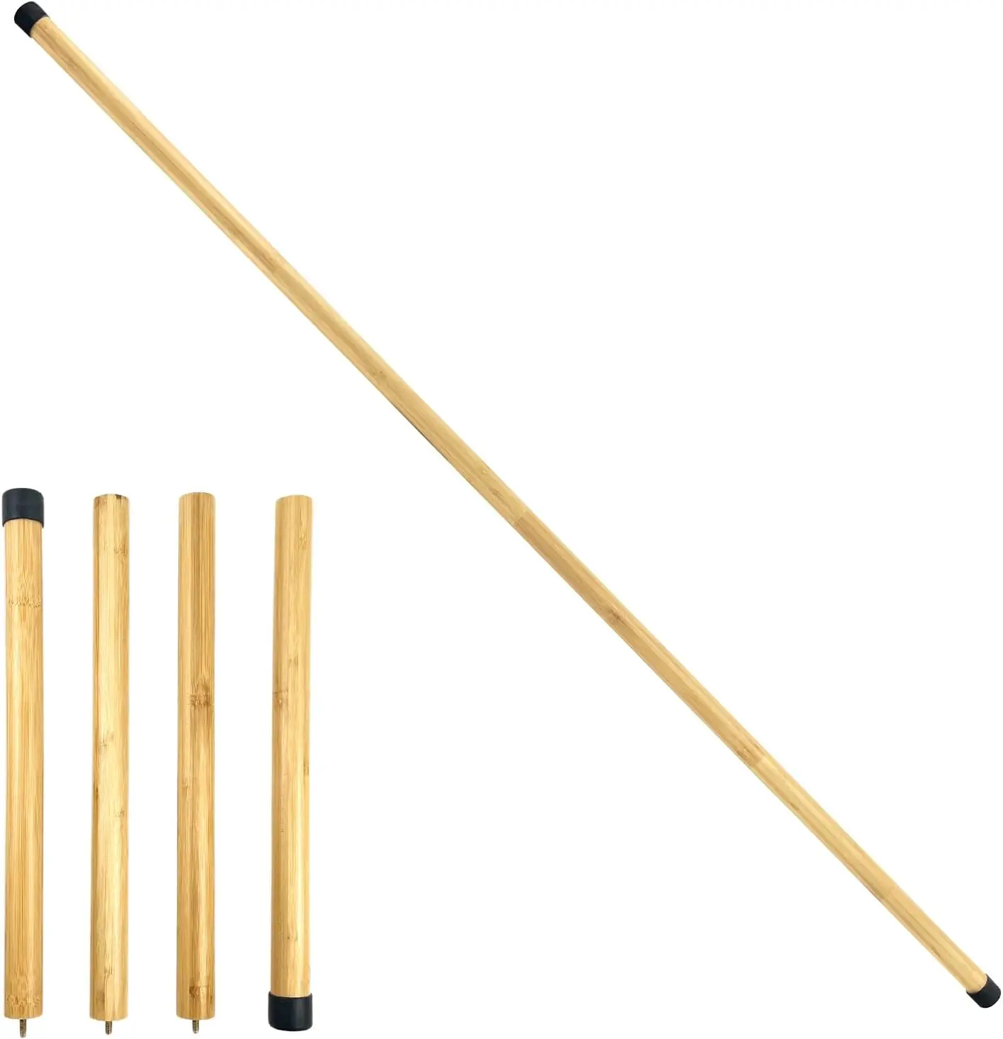 Wellshow Yoga Stick Natural Bamboo 5 feet, Stretch Stick with Non-Slip Ends, Exercise Dowel for Mobility Stretch Bar