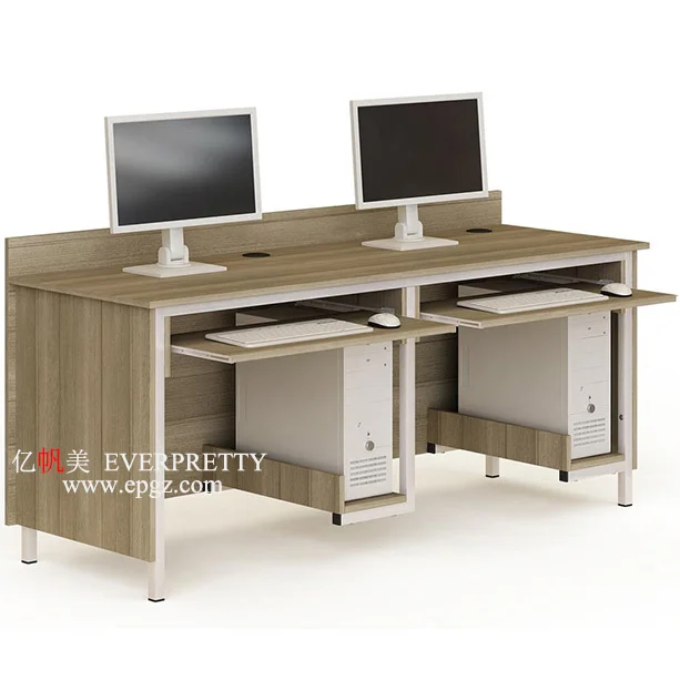 Double Person Optional Color Lightweight Wood Portable Computer Table Desk with CPU Holder and keyboard tray